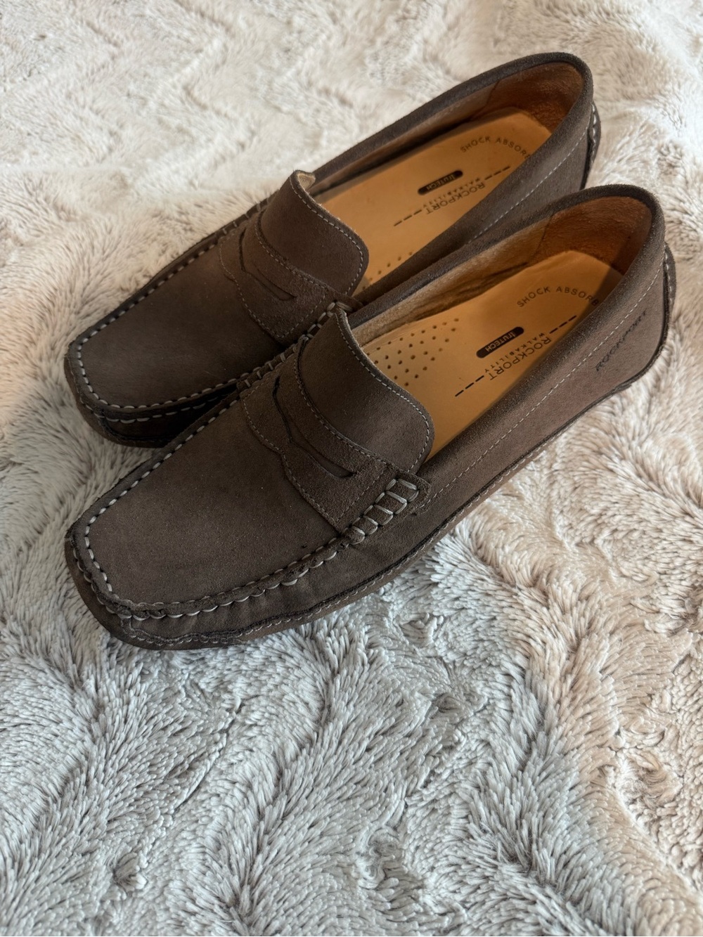 Rockport Men’s Suede Walkability Penny Loafer Slip-On Shoes Size 9.5 Brown Beige